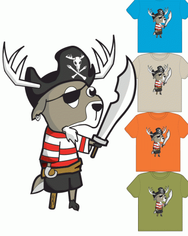 image of a cartoon deer dressed as a pirate.