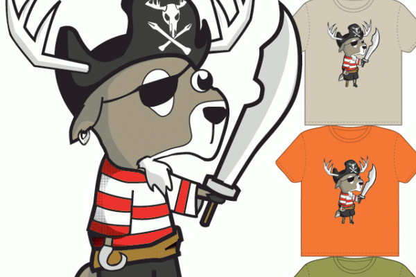 image of a cartoon deer dressed as a pirate.