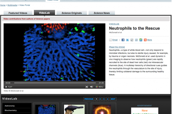 Screen shot of videolab.sciencemag.org