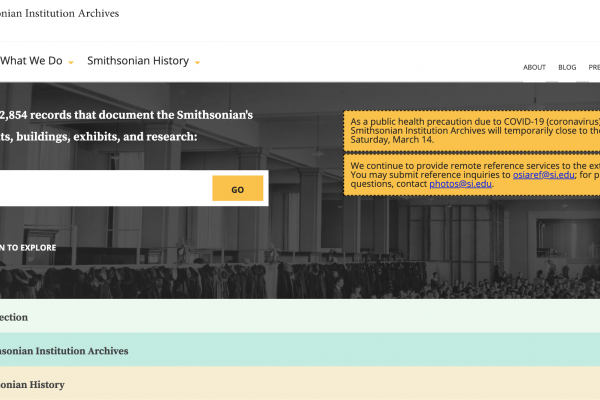 Screen Shot of Siarchives.si.edu